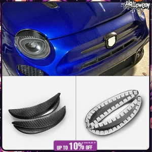 For Fiat Abarth 500 595 695 2016-2023 Dry Carbon Headlight Eyelid 2 Pcs - Picture 1 of 6