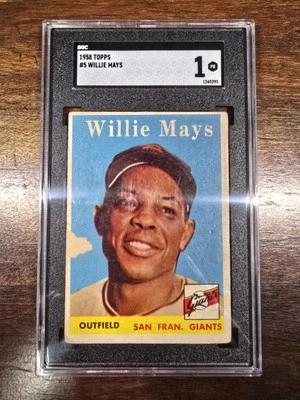 Tarjeta de béisbol 1958 Topps - Willie Mays #5 clasificación PSA 1 corte Foto 1 de 2