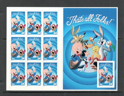 Sc # 3534 ~ Booklet Pane of 10 ~ 34 cent "That's All Folks" Issue - Image 1 of 2