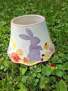 Yankee Candle Jar Topper Shade Bunny Rabbit Floral Large Rare Pink Rim Spring - Picture 1 of 24