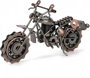 Metal Moto Escultura Regalo Escritorio Decoración Arte Vintage para Papá Oficina - Imagen 1 de 12