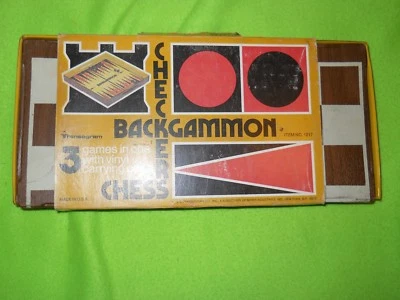 VINTAGE 1974 ~ 3 games in 1 Set ~Backgammon, Chess, Checkers ~ Carrying Case   _ - Image 1 of 3