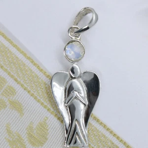 Anhänger Engel Mondstein Silber 925 Großer Schutzengel 4,5cm Sterlingsilber ts - Bild 1 von 5