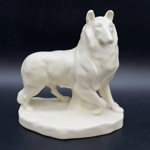 Rare Antique Rookwood Pottery Collie Dog Bookend 2778 ca. 1929 Ivory Mat Glaze - Picture 1 of 12