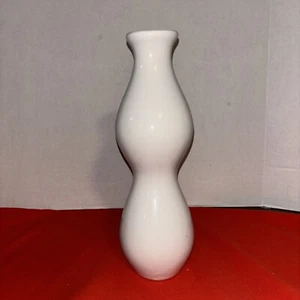 Vtg MCM WhiteDouble Gourd Ceramic Vase-Unique Decor-Estate Find - Picture 1 of 7