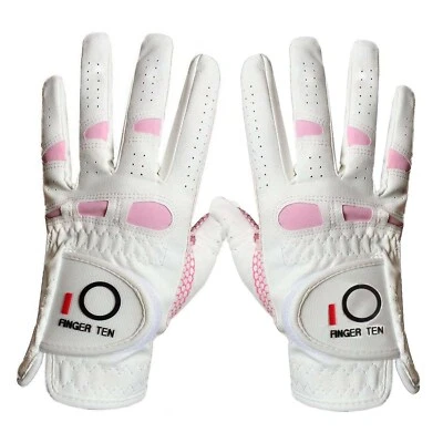 FINGER TEN Women Ladies Golf Gloves Pair Left Right Hand Rain Grip Comfortable All Weather