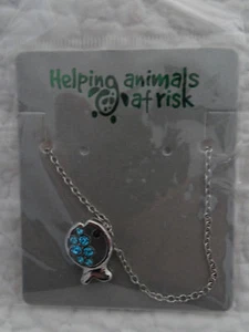 Helping Animals At Risk Silver Finish Fish Aqua Rhinestones NEW - Picture 1 of 4