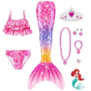 Girl Mermaid Tails Swimming Kids Cosplay Costumes Halloween Mermaid Swimsuit Set - Picture 1 of 33