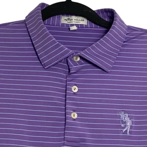 Peter Millar Summer Comfort Mens Striped Purple Blue Polo Golf Shirt Size Large - Picture 1 of 5