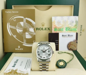 ROLEX 36mm Platinum Day Date President Bold Roman 118206 SANT BLANC - Picture 1 of 8