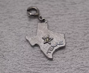 Charm vintage argento Texas State Star & Stone chiusura a molla lungo 1 3/8" con chiusura - Foto 1 di 6