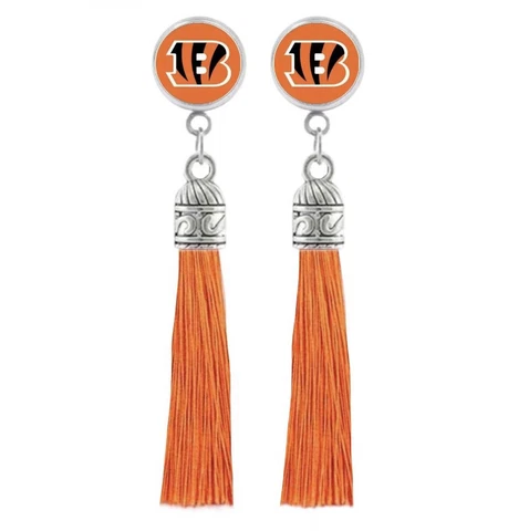 Bengals Earrings , Tassel Dangle Earrings, Cincinnati Bengals Jewelry Cover