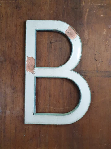 Vintage/antique large bronze enamel shop sign letter B -15 inch verdigris patina Cover