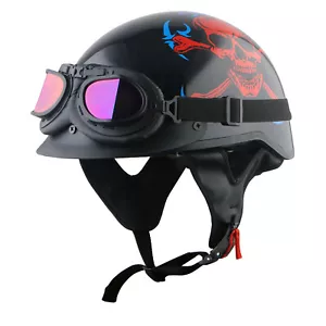 1Storm Motorcycle Half Face Helmet HKY205V with retractable Visor + Black Goggle - Picture 1 of 109