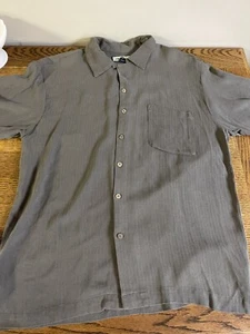 Tommy Bahama 100% Silk Button Shirt Embroidered Graphic On Back Size L - Picture 1 of 9