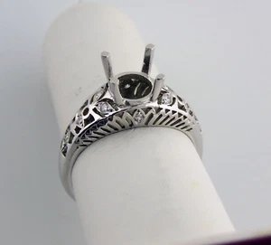 1/4 kt Diamant Halbmontierter Ring 14 K Weißgold für 1,5 kt runden mittleren Stein - Bild 1 von 10