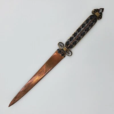 Original handmade copper knife letter opener blade brass dagger metal Vintage - Image 1 of 4