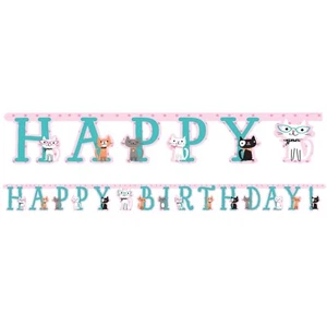 Purrfect Party Cat Jointed Banner 3m x 18cm - Purrfect Cat Party Supplies - Picture 1 of 1