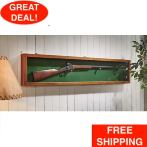 Wooden Gun Sword Display Case Hardwood Wall Mount Storage Rifle Rack Glass Lid - Picture 1 of 24