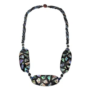 Stunning Mosaic Trio of Abalone Shell Statement Necklace - Picture 1 of 5