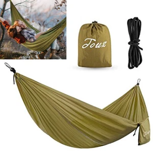 Portable 2 Person Hanging Hammock Rope Swing Fabric Sleeper Bed Garden Camping - Picture 1 of 1