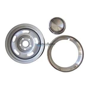 FORD XW XY GS GT 5 SLOT RIM KIT WITH HUB CAP & DRESS RIM SIZE 14X6 - Picture 1 of 1