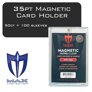 50ct Max Pro UV Ultra Clear Magnetic Card Holder 35pt for Sleeved Cards - Picture 1 of 7
