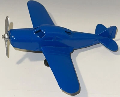 Tootsietoy 1948 Blue Piper Cub Propeller Airplane Solid Side Windows Very Nice  - Image 1 of 4