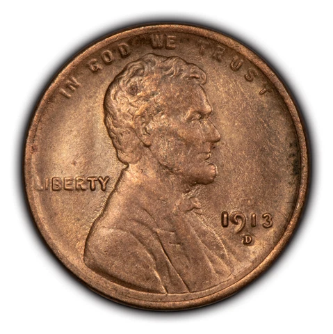 1913-D 1c Lincoln Wheat Cent - Luster - RB - UNC Semi Key Date - B3266 Cover