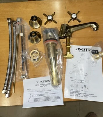 Kingston  Widespread Lavatory Faucet With Pop Up NIB W/ Instructions Brass - Image 1 of 4