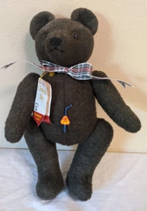 Clemens Spieltiere Jointed Charcoal Grey Felt Bear with Growler NWT Germany - Picture 1 of 8