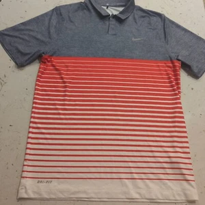 Tiger Woods Collection Nike Dri Fit Snap Golf Polo Mens Small Grey Red White - Picture 1 of 13