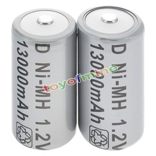 2x D Size D-Type D Type 13000mAh 1.2V Ni-MH Rechargeable Battery Cell Grey