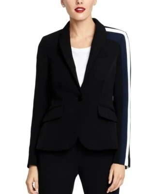 RACHEL ROY Blazer Blazer Womens 16W Black Darby Striped One Button Closure - Image 1 of 4