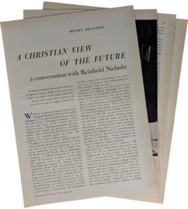 Reinhold Neibuhr "Christian View of Future" 1960 Harper's Magazine Interview 4pg - Picture 1 of 3
