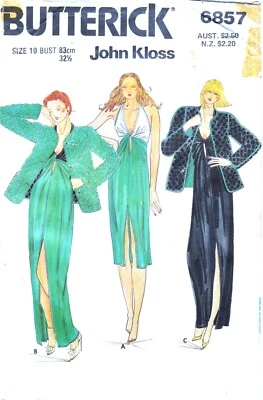 Butterick 6857 John Kloss vintage 1980s pattern size 10 reversible jacket & gown - Image 1 of 2