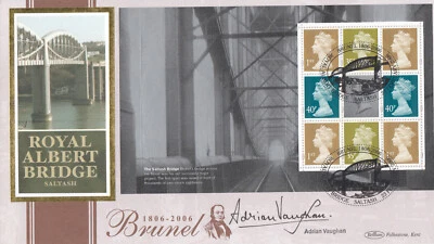ADRIAN VAUGHAN SIGNED Brunel Booklet Pane GB Benham FDC Saltash 1997 (105528) - Image 1 of 3