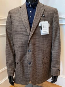 LAUREN RALPH LAUREN Mens BrwnUltraflex Houndstooth Classic Stretch Blazer 46Long - Picture 1 of 7