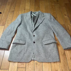 Abrigo deportivo de lana tweed para hombre chaqueta blazer bronceado/marrón espina de arenque 42R - Imagen 1 de 11