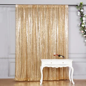 GOLD 8 ft x 8 ft Sequined Backdrop Curtain Wedding Party PhotoBooth Decorations - Picture 1 of 8