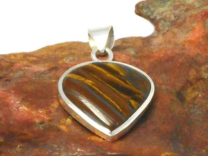 COLGANTE OJO DE TIGRE Plata de Ley 925 Piedras Preciosas - ¡Regalo en Caja!! - Imagen 1 de 5