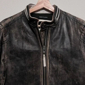Vintage Gap Leder Cafe Racer Jacke abgenutzt Herren Größe Small braun Y2K - Bild 1 von 7