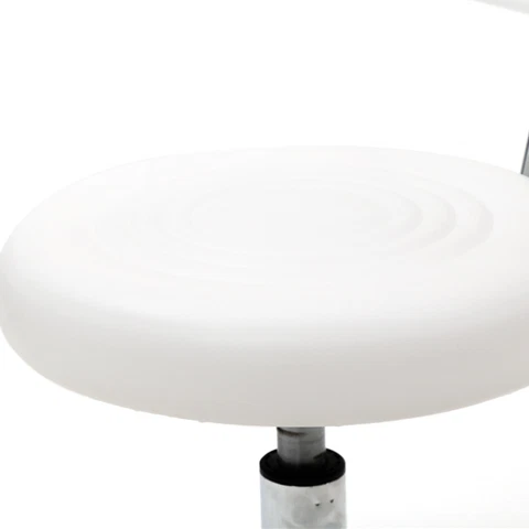 Round Shape Adjustable Salon Stool with Back and Line White Cover