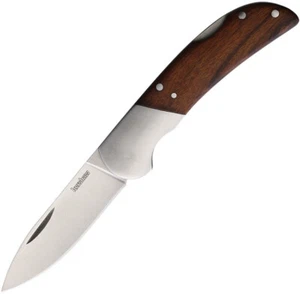 Kershaw Linerlock Brown Wood Handle 2.5" Satin SS Mode Basemanl 1381 - Picture 1 of 4