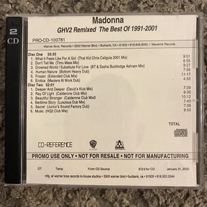 Madonna GHV2 - Remixed The Best Of 1991-2001 US Promo CD-R acetate (RARE) 2CD - Picture 1 of 6