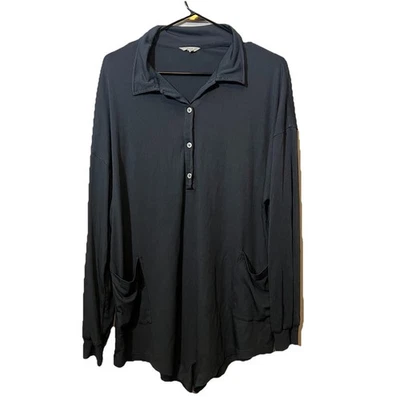 NAP Loungewear ребристый Henley Детский комбинезон с длинным рукавом большого размера M серый роскошные карманы - Изображение 1 из 4