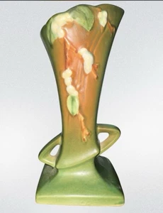 Roseville USA Pottery Snowberry Fern Green 1946 VTG. Flower Bud Vase Mold 1VI-7 - Picture 1 of 13