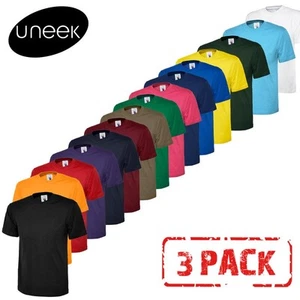 3 PACK UNEEK Classic T-Shirt Unisex Mens Plain 100% Cotton Tee Top Blank UC301 - Picture 1 of 25