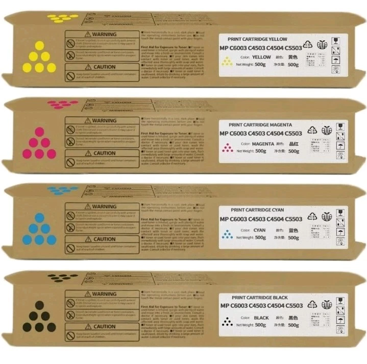 Paquete de 4 cartuchos de tóner MP C6003 MPC6003 compatibles para Ricoh Aficio MP C6003 MP Foto 1 de 4
