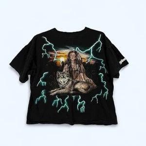USA THUNDER SHIRT NATIVE AMERICAN AND WOLF XL SINGLE STITCH PLZ READ - Picture 1 of 9